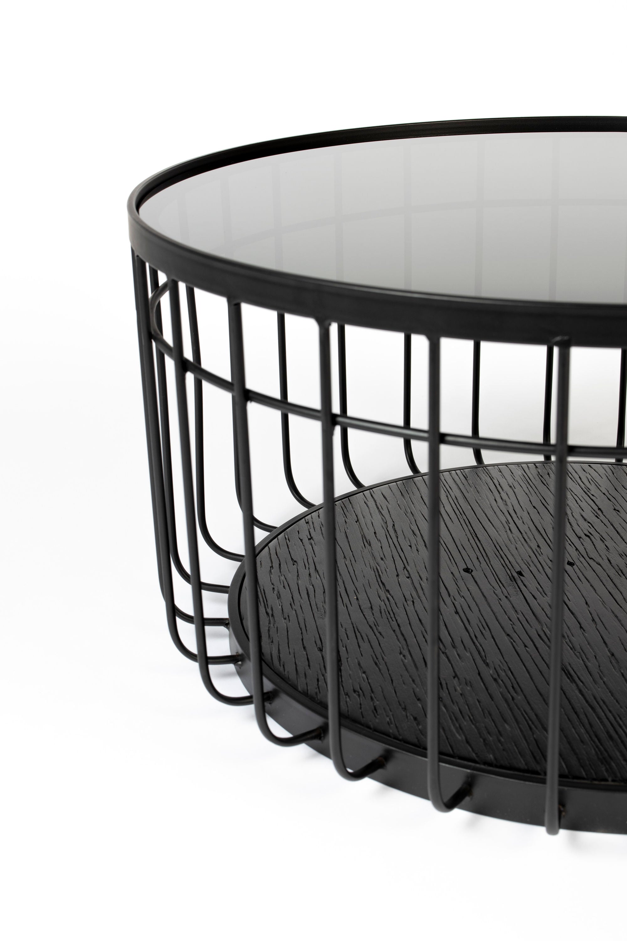 Lance Black Glass Round Coffee Table Medium